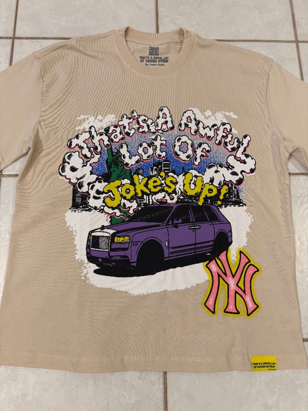 THATS A AWFUL LOT OF COUGH SYRUP Double Sided Luxury Graphic Tee Size L